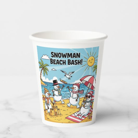 雪だるまビーチパーティー 紙コップ (正面)