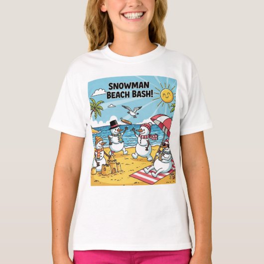 雪だるまビーチパーティー Tシャツ (正面)