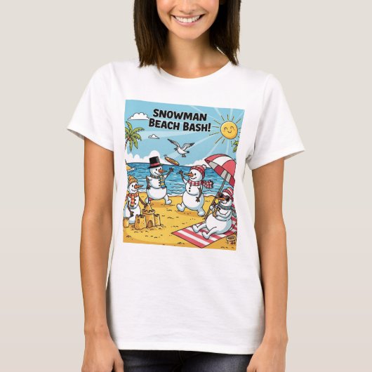 雪だるまビーチパーティー Tシャツ (正面)
