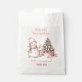 雪だるまピンクのクリスマス1st誕生日のお祝いバッグ フェイバーバッグ (正面)