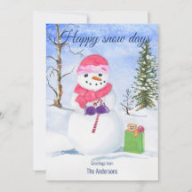 雪だるまピンクスカーフキャンディーケーンハッピースノー日