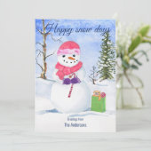 雪だるまピンクスカーフキャンディーケーンハッピースノー日 シーズンカード (スタンド正面)