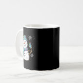 雪だるまピースサインクリスマス霜の降りた雪Xm コーヒーマグカップ (正面左)