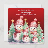 雪だるまファミリおもしろい日招待状 シーズンカード (正面)