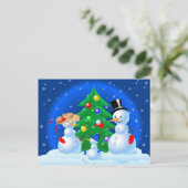 雪だるまファミリおもしろい シーズンポストカード (スタンド正面)