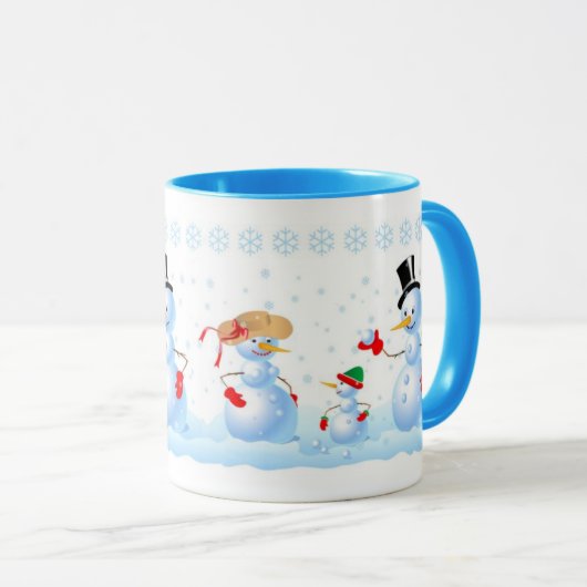 雪だるまファミリおもしろい マグカップ (正面右)
