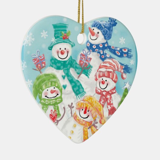 雪だるまファミリクリスマスオーナメント セラミックオーナメント (右)