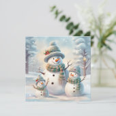 雪だるまファミリーのグリーティングカード シーズンカード (スタンド正面)