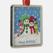 雪だるまファミリーのプレミアムクリスマスの飾り メタルオーナメント (右)