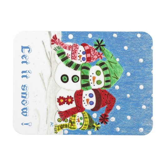 雪だるまファミリーのプレミアムマグネット マグネット (横)