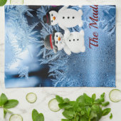 雪だるまファミリーの4カスタムつのキッチンタオル キッチンタオル (折り畳み)