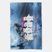 雪だるまファミリーの4カスタムつのキッチンタオル キッチンタオル (縦)