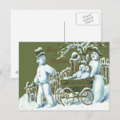 雪だるまファミリーウォークスタッロールスノー ポストカード (正面/裏面)