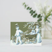 雪だるまファミリーウォークスタッロールスノー ポストカード (スタンド正面)