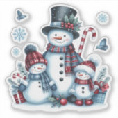 雪だるまファミリークリスマスウィンターホリデー シール (正面)