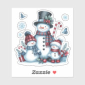 雪だるまファミリークリスマスウィンターホリデー シール (シート)