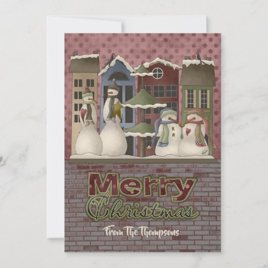 雪だるまファミリークリスマスカード シーズンカード (正面)