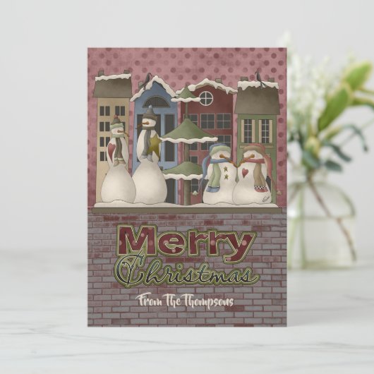 雪だるまファミリークリスマスカード シーズンカード (スタンド正面)