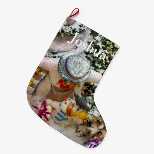 雪だるまファミリークリスマスストッキング ラージクリスマスストッキング (正面 (吊り時))