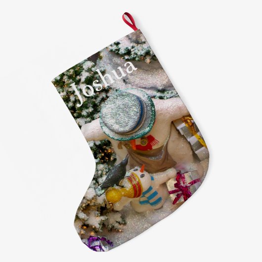 雪だるまファミリークリスマスストッキング ラージクリスマスストッキング (裏面 (吊り時))