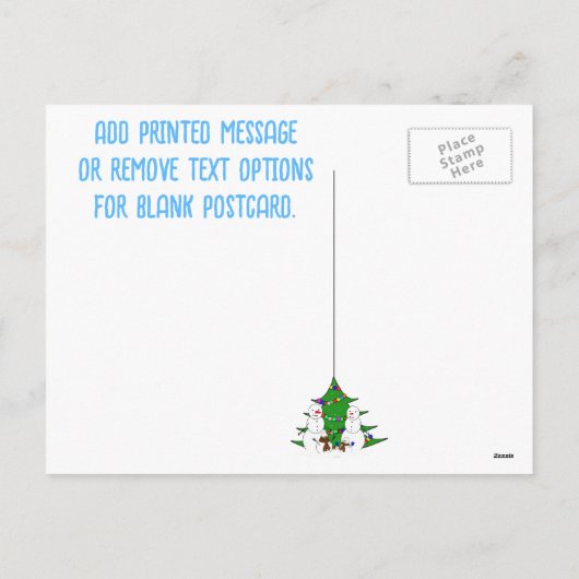 雪だるまファミリークリスマスフォトフレーム シーズンポストカード (裏面)