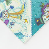 雪だるまファミリークリスマスフリースブランケット フリースブランケット (角)