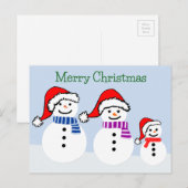 雪だるまファミリークリスマスポストカード シーズンポストカード (正面/裏面)