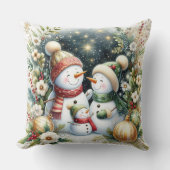 雪だるまファミリークリスマス クッション (正面)
