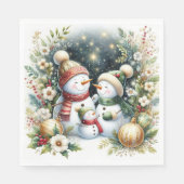 雪だるまファミリークリスマス スタンダードランチョンナプキン (正面)