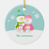 雪だるまファミリークリスマス セラミックオーナメント (正面)