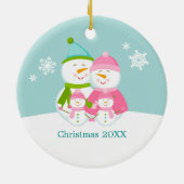 雪だるまファミリークリスマス セラミックオーナメント (裏面)