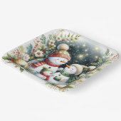 雪だるまファミリークリスマス ペーパープレート (傾斜あり)