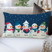 雪だるまファミリークリパーソナライズされたスマスネームホリデイ ランバークッション