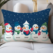 雪だるまファミリークリパーソナライズされたスマスネームホリデイ ランバークッション