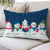 雪だるまファミリークリパーソナライズされたスマスネームホリデイ ランバークッション