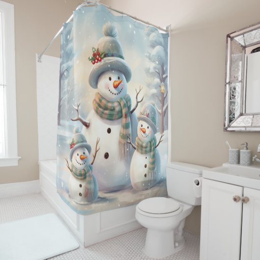 雪だるまファミリーシャワーカーテン シャワーカーテン (インサイチュ)