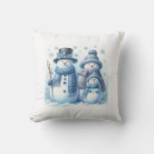 雪だるまファミリーダブルサイドピロー – 2枚 クッション (正面)