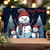 雪だるまファミリーハッピーホリデイズウィンター シーズンカード