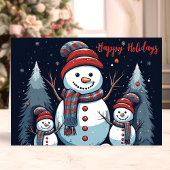 雪だるまファミリーハッピーホリデイズウィンター シーズンカード