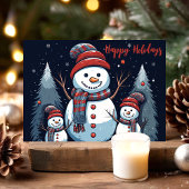 雪だるまファミリーハッピーホリデイズウィンター シーズンカード