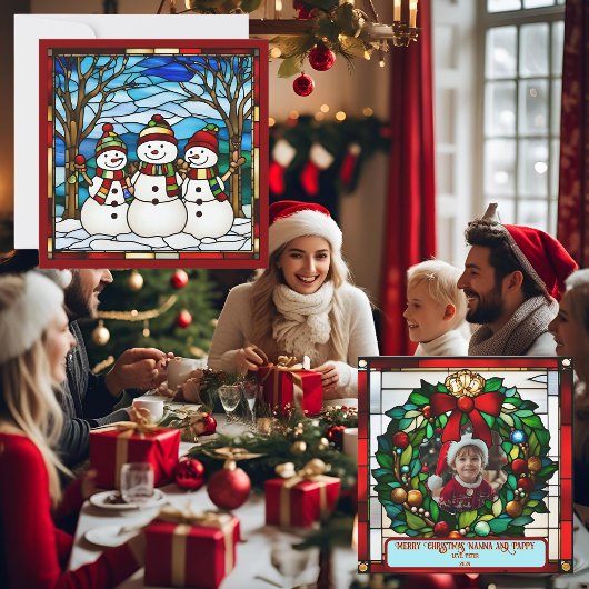 雪だるまファミリーフェイクステンドグラスのカスタマイズ