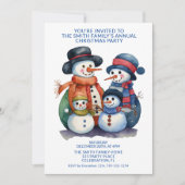 雪だるまファミリープレゼントブルーパーティー 招待状 (正面)
