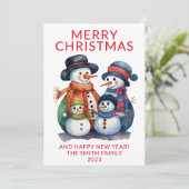 雪だるまファミリープレゼントレッドクリスマス 招待状 (スタンド正面)