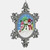 雪だるまファミリーペーターオーナメント スノーフレークピューターオーナメント (左)