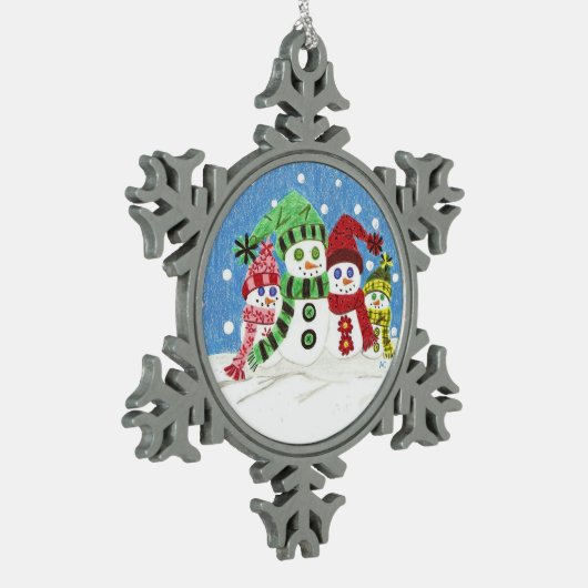 雪だるまファミリーペーターオーナメント スノーフレークピューターオーナメント (左)