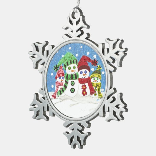 雪だるまファミリーペーターオーナメント スノーフレークピューターオーナメント (右)