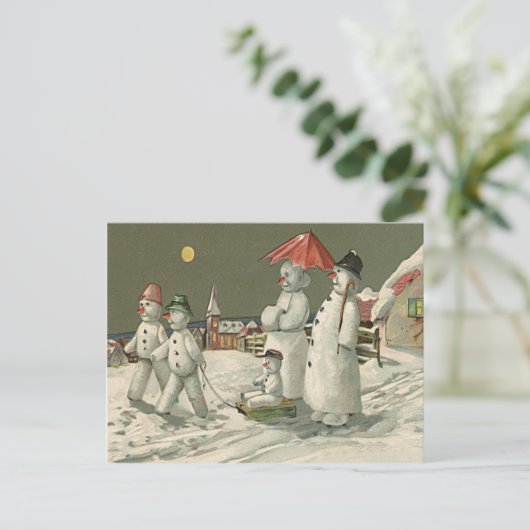 雪だるまファミリー遊ウィンターズスノーチャーチ ポストカード (スタンド正面)
