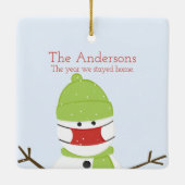 雪だるまファミリー・オブ・ファイブ・顔・マスク2020年クリスマス セラミックオーナメント (裏面)