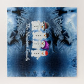 雪だるまファミリー・オブ・フォーパーソナライズされたパズル ジグソーパズル (横)