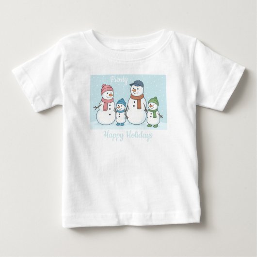 雪だるまファミリー ベビーTシャツ (正面)